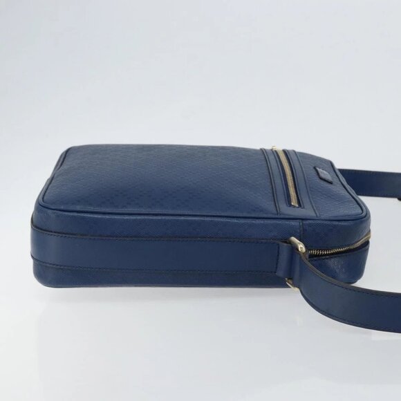 GUCCI Diamante Shoulder Bag Leather Blue Gold 201443 Auth bs29905 - Picture 6 of 16